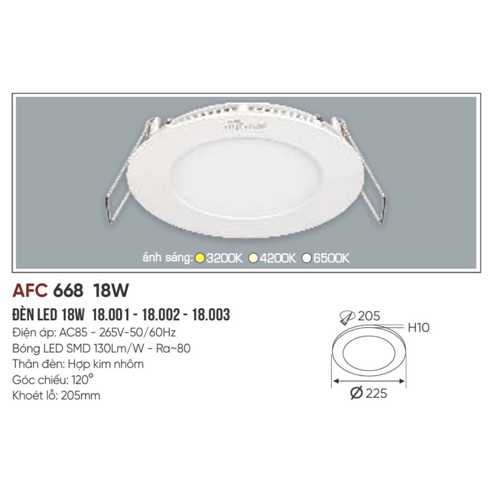 Đèn LED panel âm trần siêu mỏng Anfaco 668 LED 18W