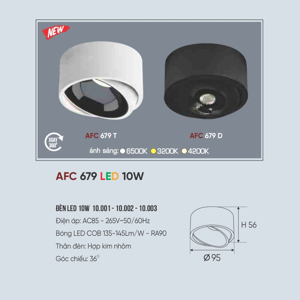 Đèn LED downlight nổi Anfaco 679 T LED 10W