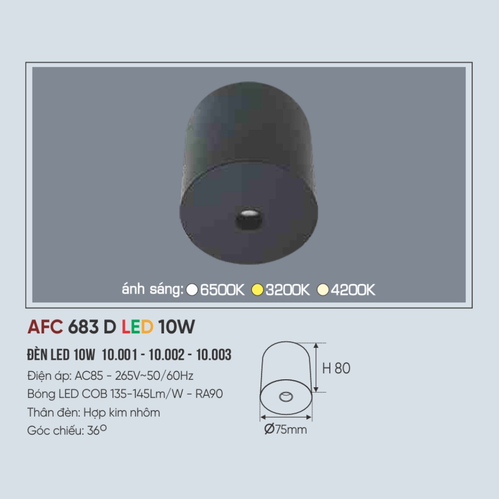 Đèn LED downlight nổi Anfaco 683 D LED 10W