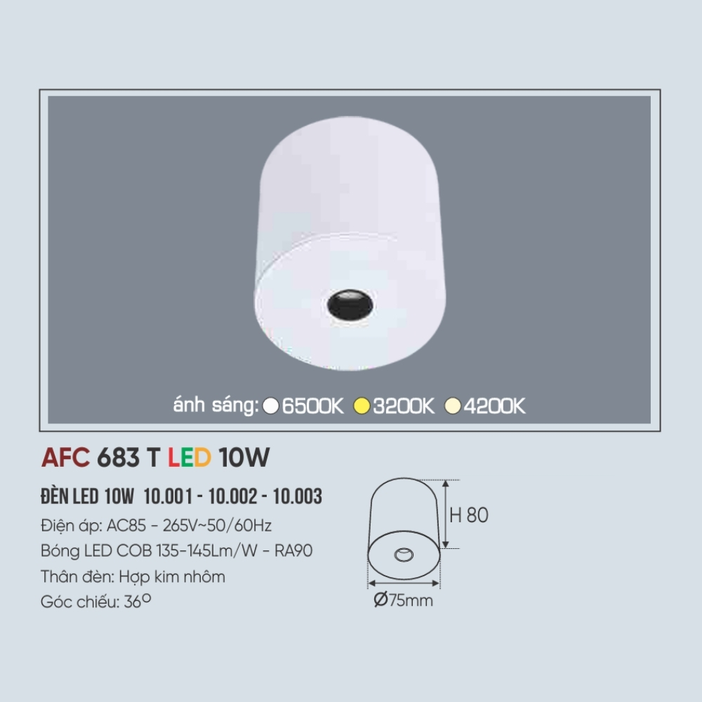 Đèn LED downlight nổi Anfaco 683 T LED 10W
