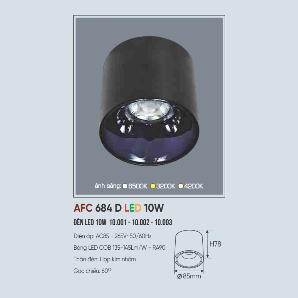 Đèn LED downlight nổi Anfaco 684 D LED 10W