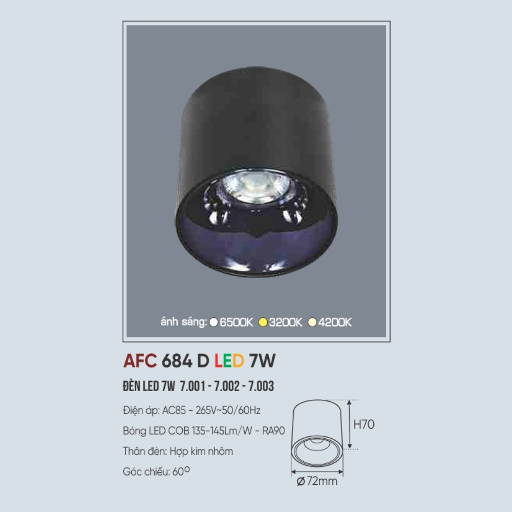 Đèn LED downlight nổi Anfaco 684 D LED 7W
