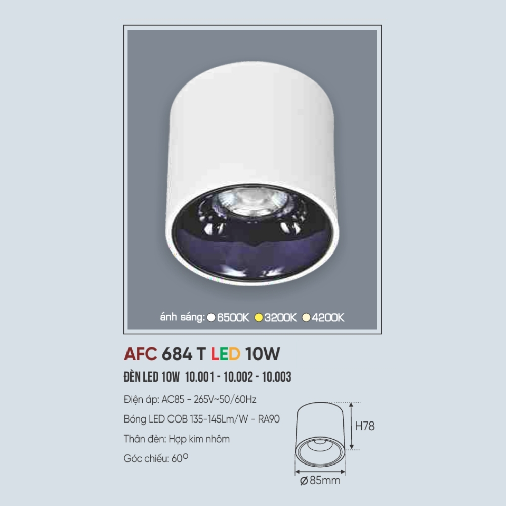Đèn LED downlight nổi Anfaco 684 T LED 10W
