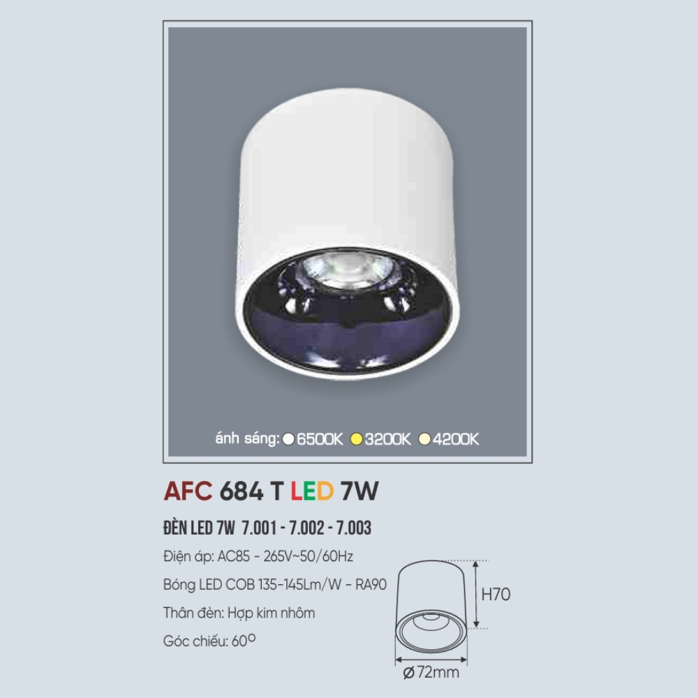 Đèn LED downlight nổi Anfaco 684 T LED 7W