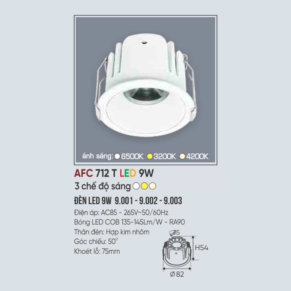 Đèn LED downlight âm trần Anfaco 712 T LED 9W
