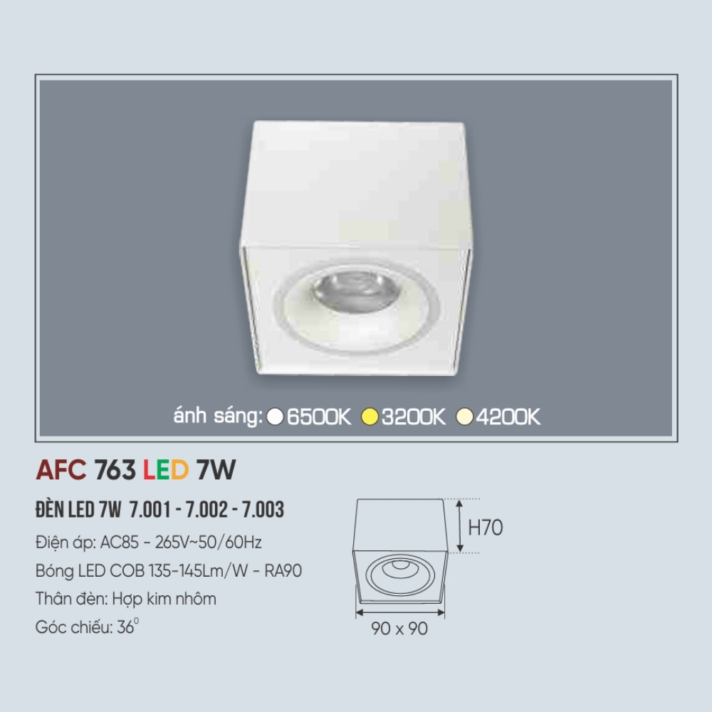 Đèn LED downlight nổi Anfaco 763 LED 7W