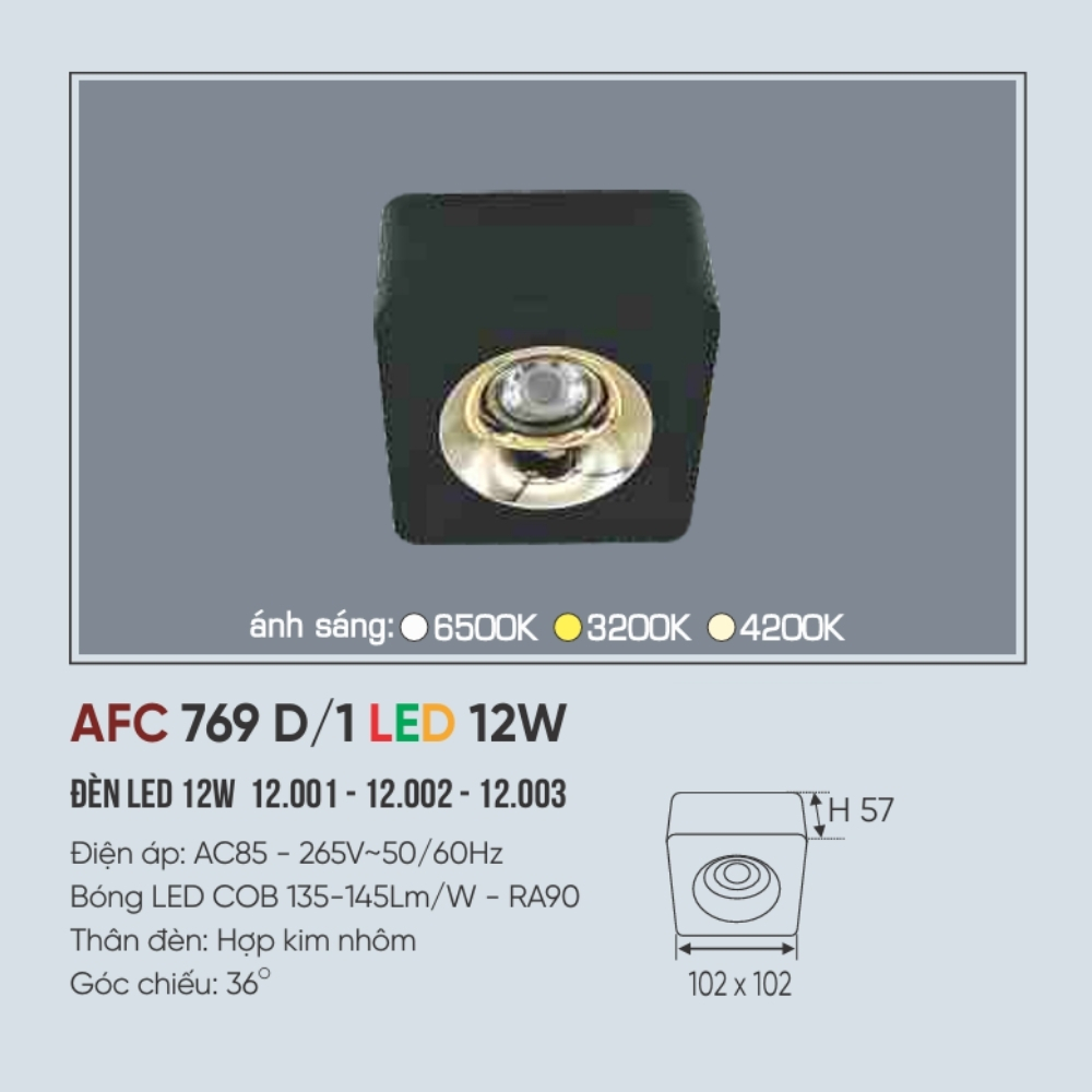 Đèn LED downlight nổi Anfaco 769 D/1 LED 12W