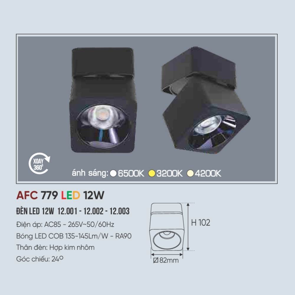 Đèn LED downlight nổi Anfaco 779 LED 12W