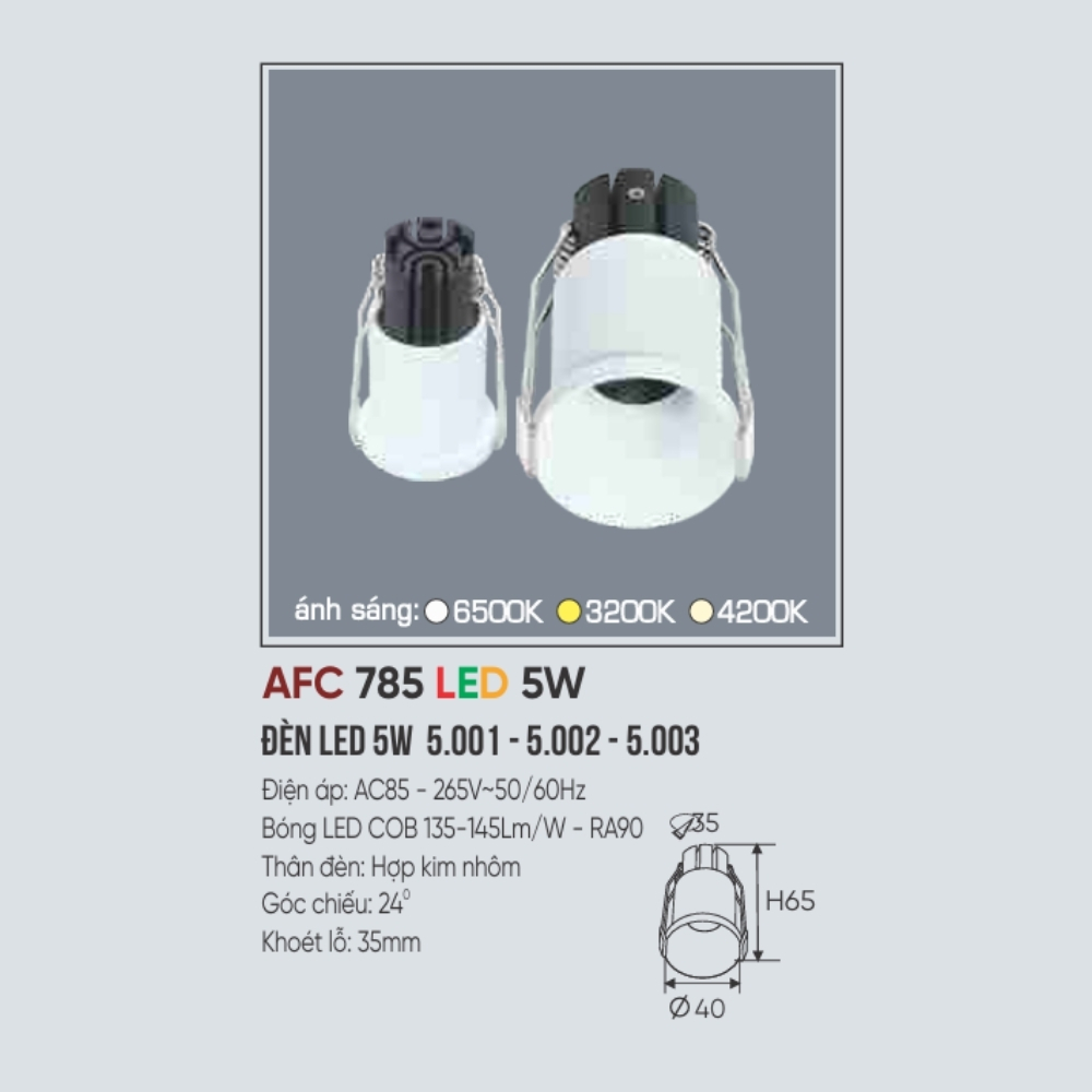 Đèn LED downlight âm trần Anfaco 785 LED 5W