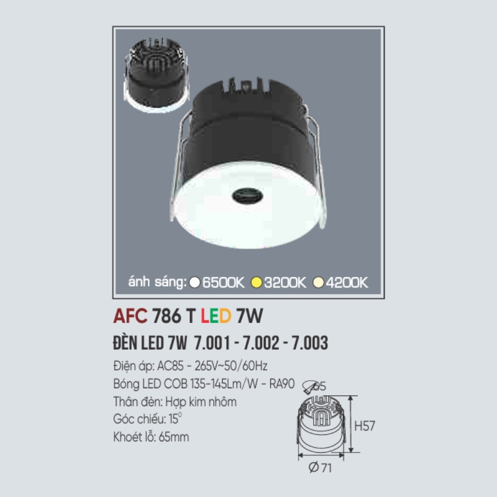 Đèn LED downlight âm trần Anfaco 786 T LED 7W