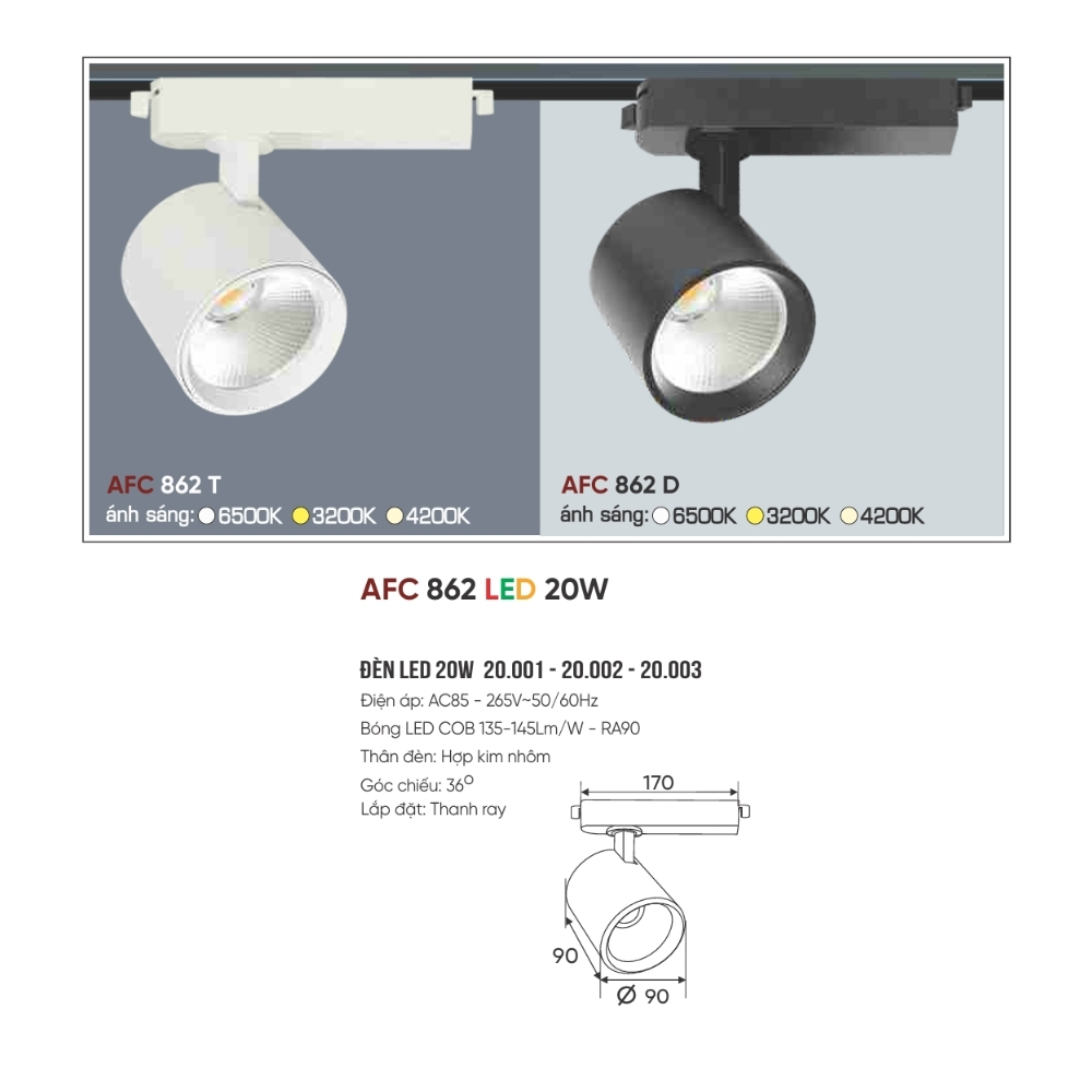 Đèn LED spotlight Anfaco 862 D LED 20W