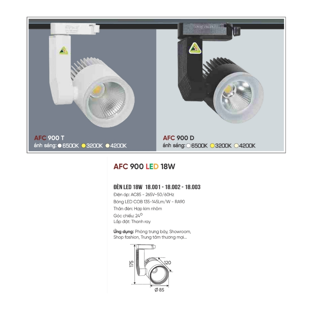 Đèn LED spotlight Anfaco 900 T LED 18W