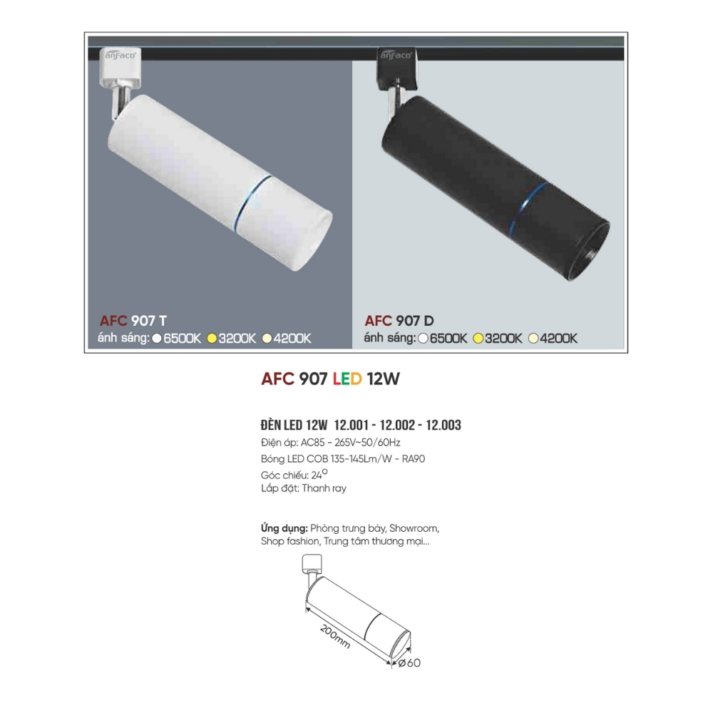 Đèn LED spotlight Anfaco 907 D LED 12W