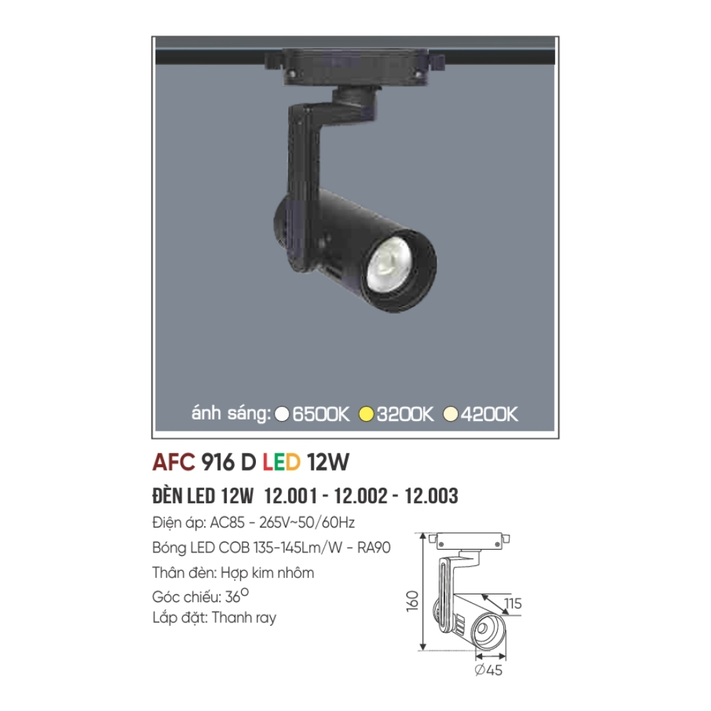 Đèn LED spotlight Anfaco 916 D LED 12W