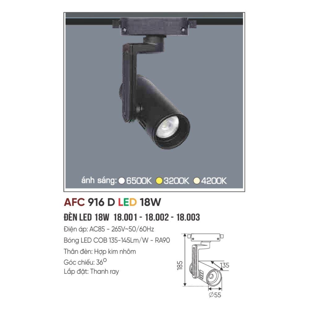 Đèn LED spotlight Anfaco 916 D LED 18W