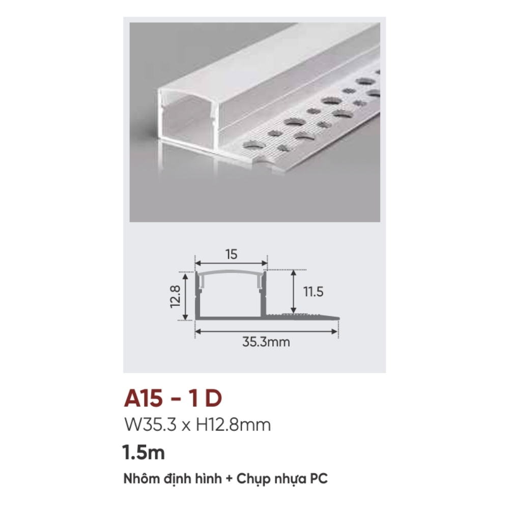 Thanh nhôm LED âm viền Anfaco A15 - 1 D