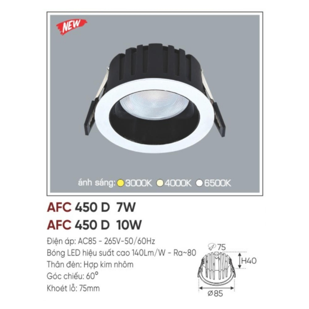 Đèn LED dowlight âm trần Anfaco 450 D 10W