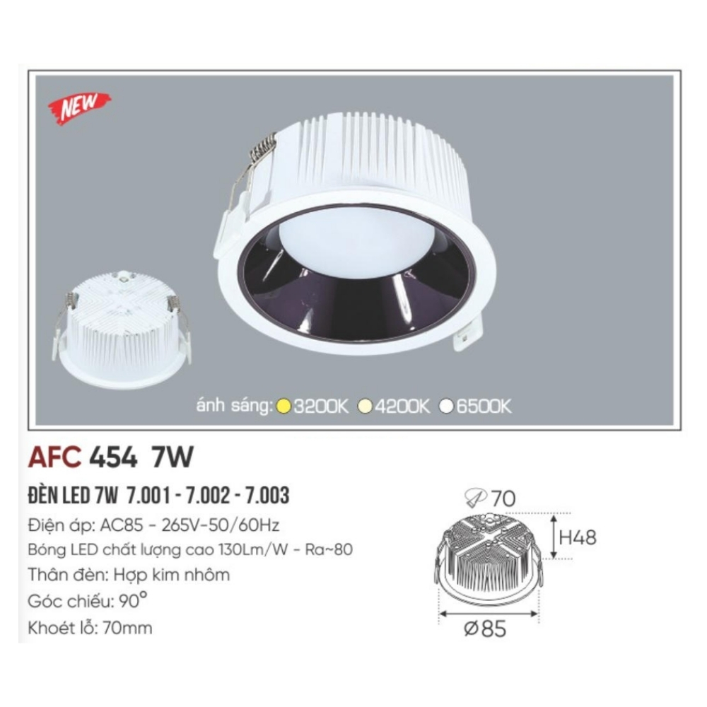 Đèn LED dowlight âm trần Anfaco 454 7W
