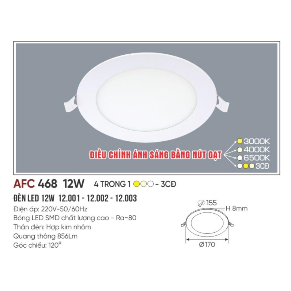 Đèn LED panel âm trần siêu mỏng Anfaco 468 12W