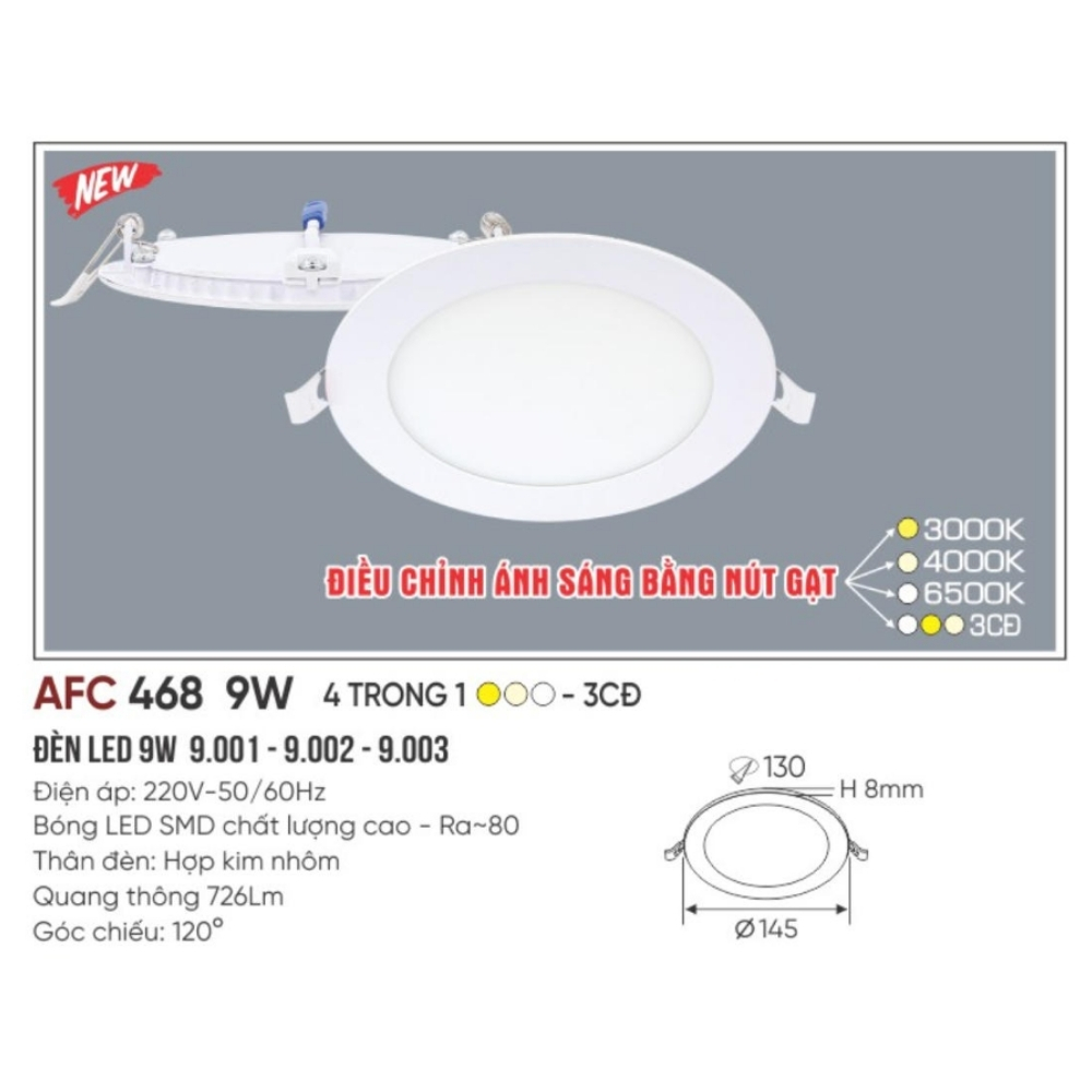 Đèn LED panel âm trần siêu mỏng Anfaco 468 9W