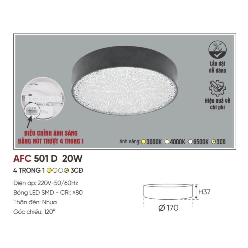 Đèn LED ốp trần nổi Anfaco AFC 501 D 20W