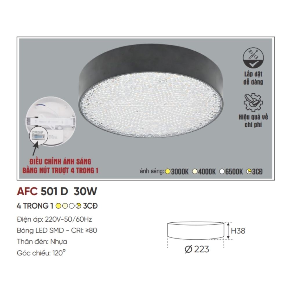 Đèn LED ốp trần nổi Anfaco AFC 501 D 30W