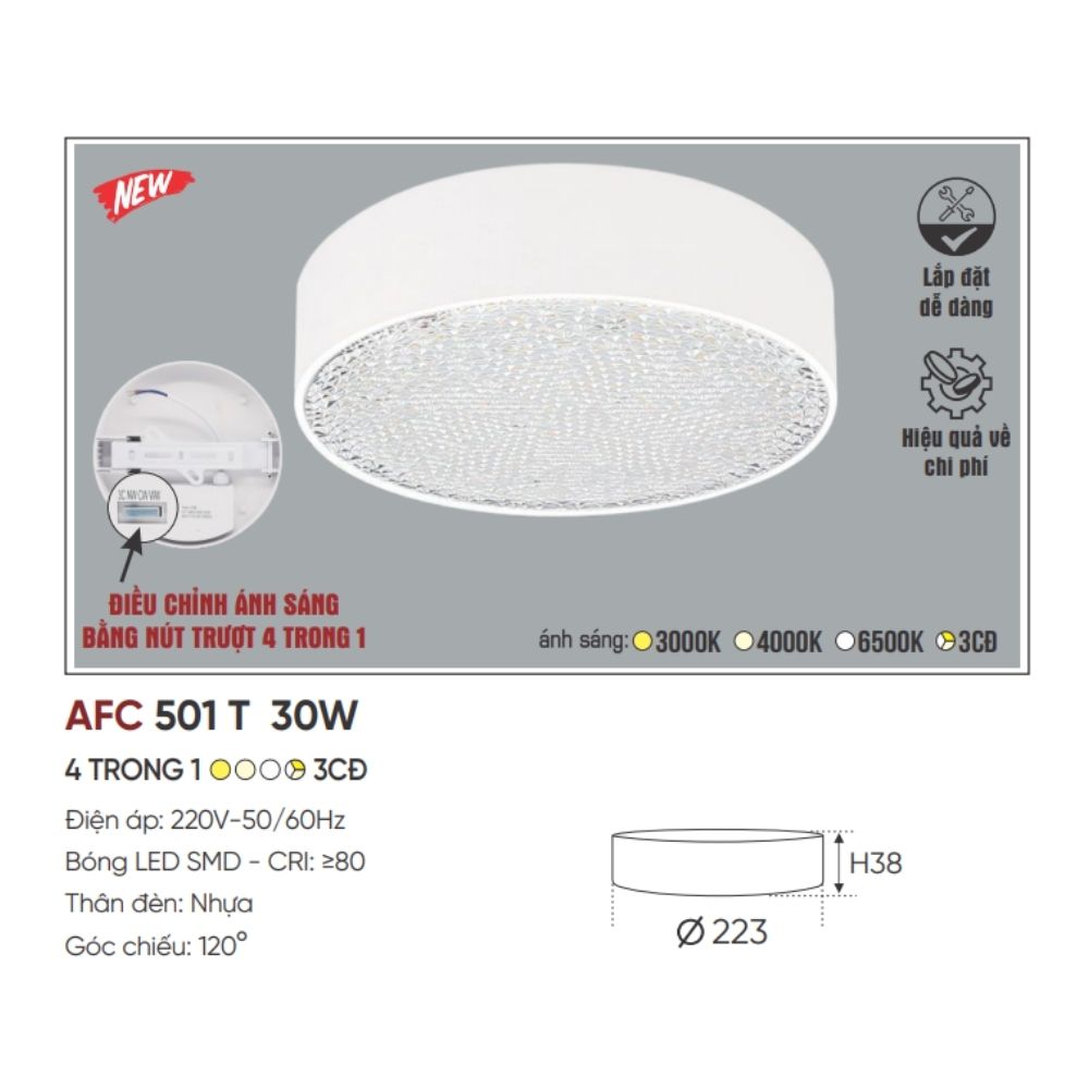 Đèn LED ốp trần nổi Anfaco AFC 501 T 30W