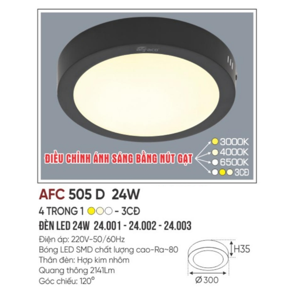 Đèn LED ốp trần nổi Anfaco 505 D 24W