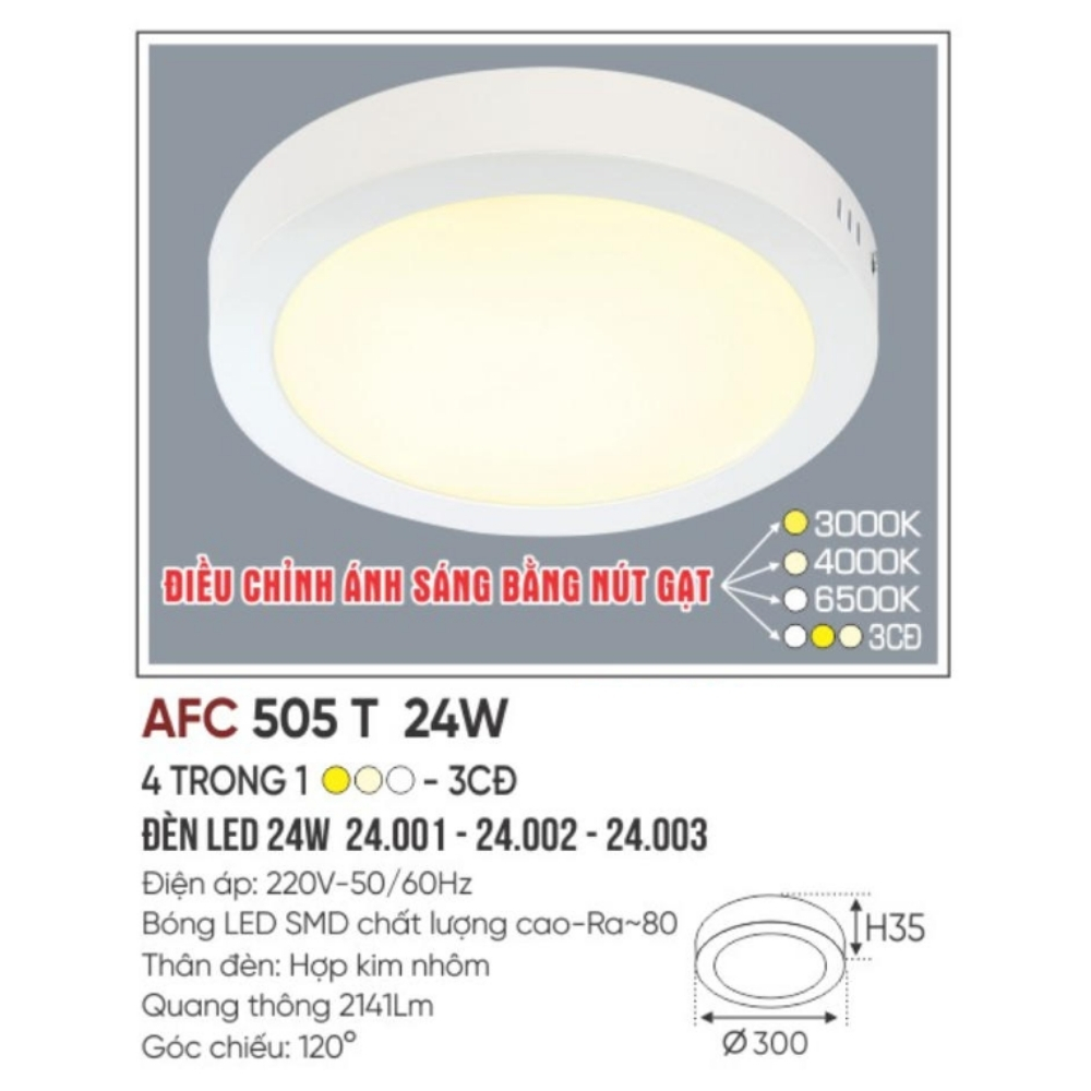 Đèn LED ốp trần nổi Anfaco 505 T 24W