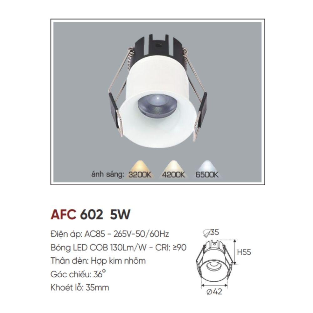 Đèn LED downlight âm trần Anfaco AFC 602 5W