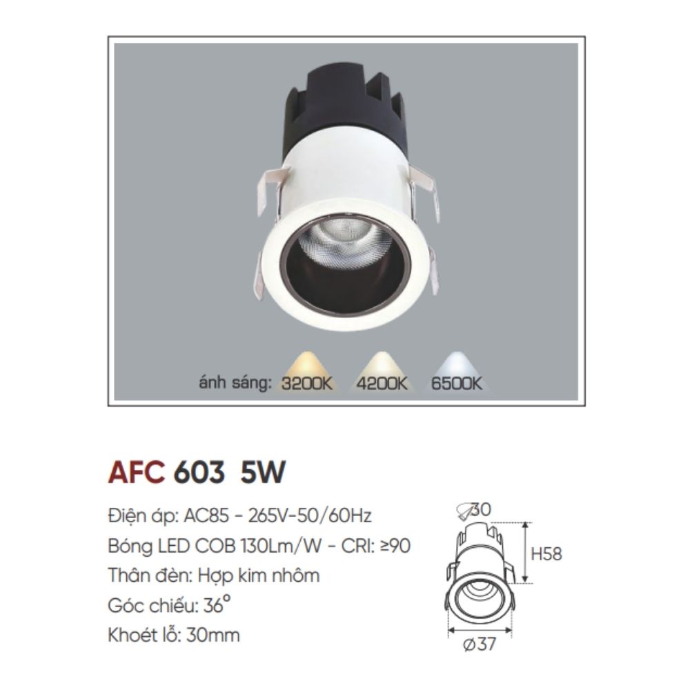 Đèn LED downlight âm trần Anfaco AFC 603 5W
