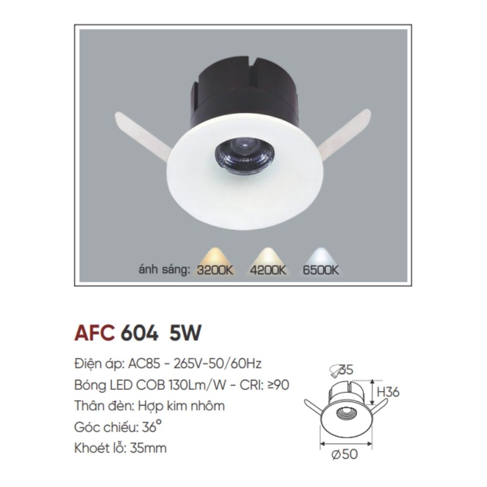 Đèn LED downlight âm trần Anfaco AFC 604 5W
