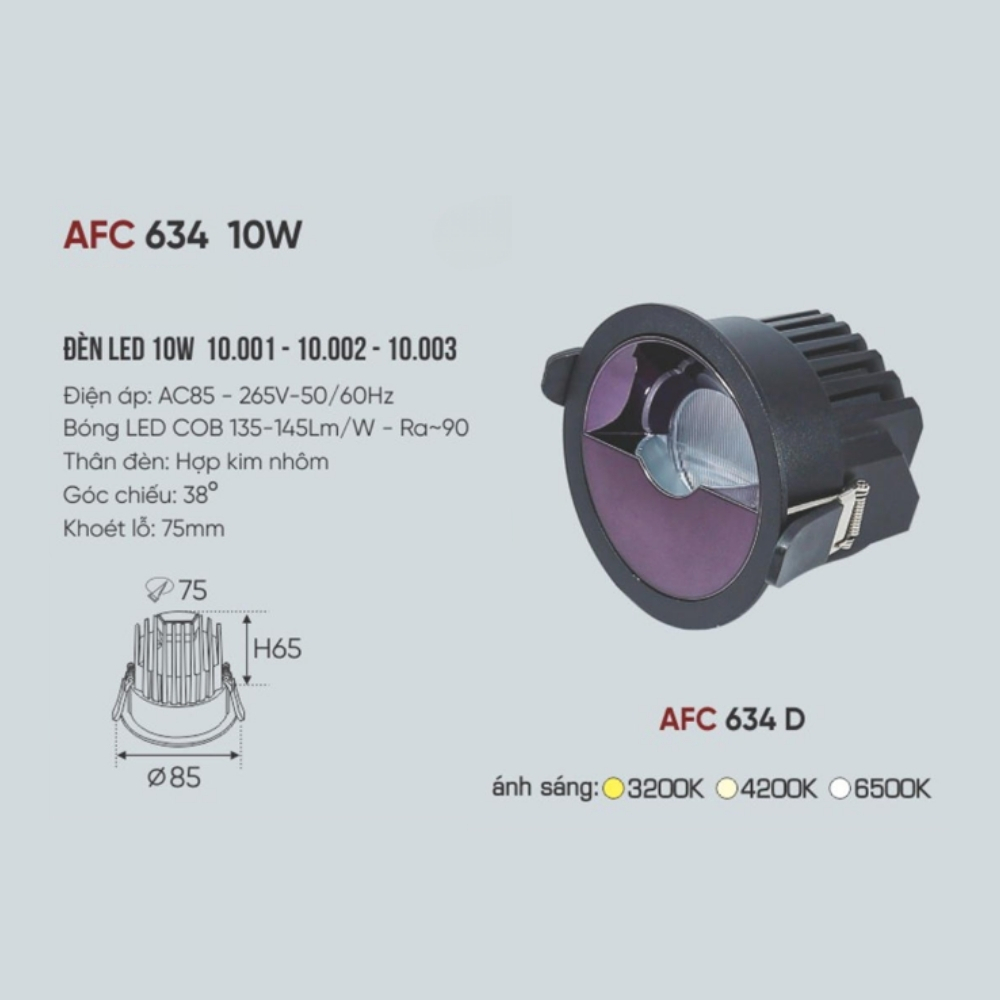 Đèn LED dowlight âm trần Anfaco 634 D 10W