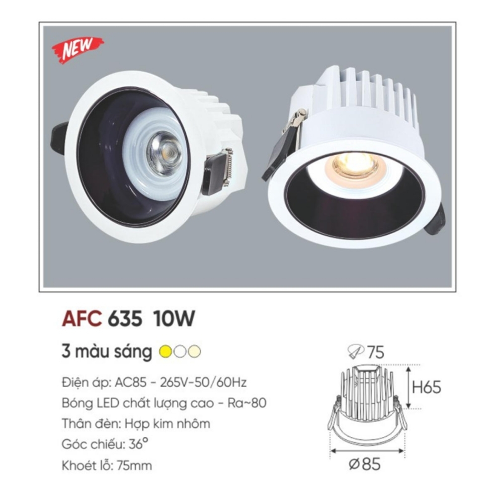 Đèn LED dowlight âm trần Anfaco 635 10W