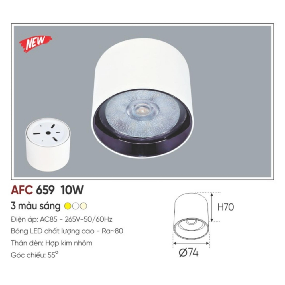 Đèn LED downlight nổi Anfaco 659 10W