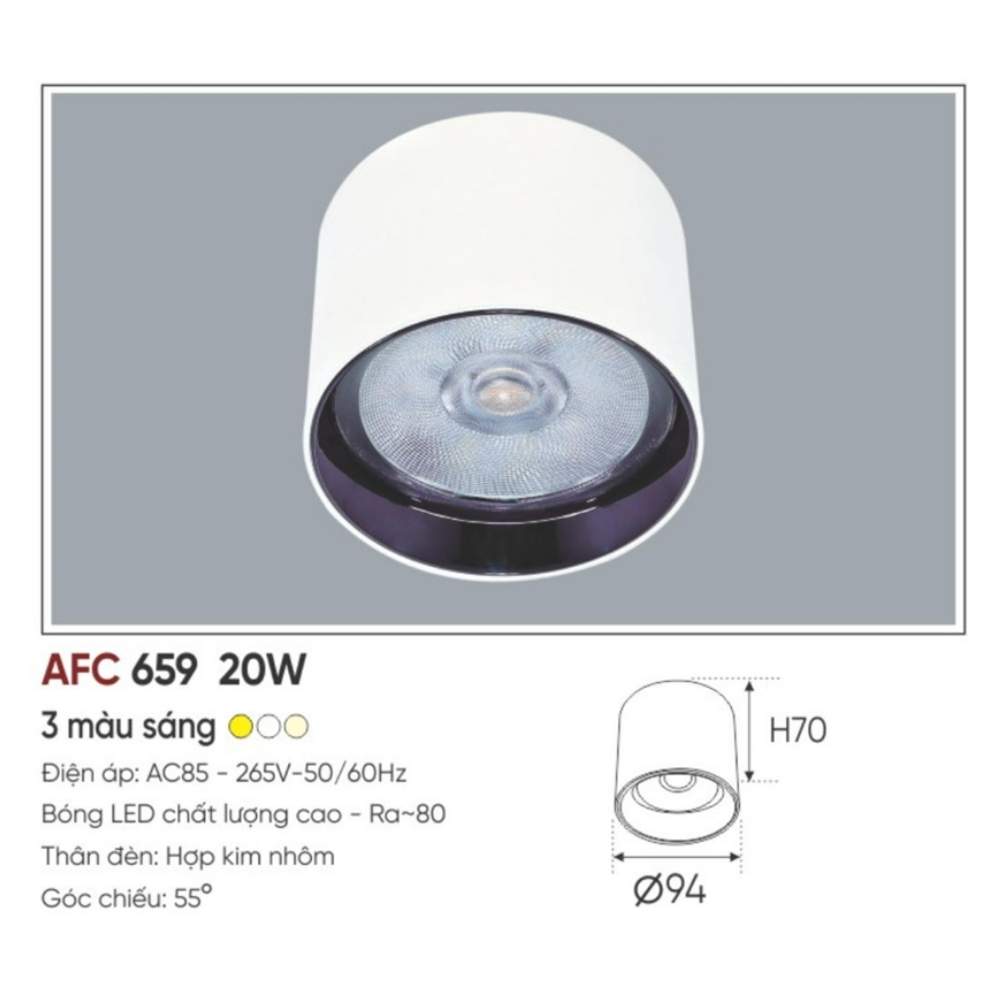 Đèn LED downlight nổi Anfaco 659 20W