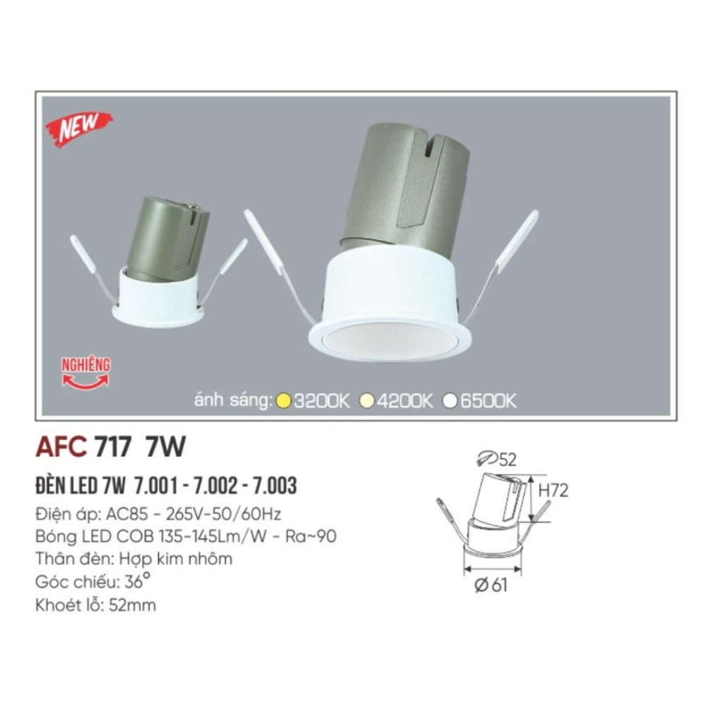Đèn LED dowlight âm trần Anfaco 717 7W