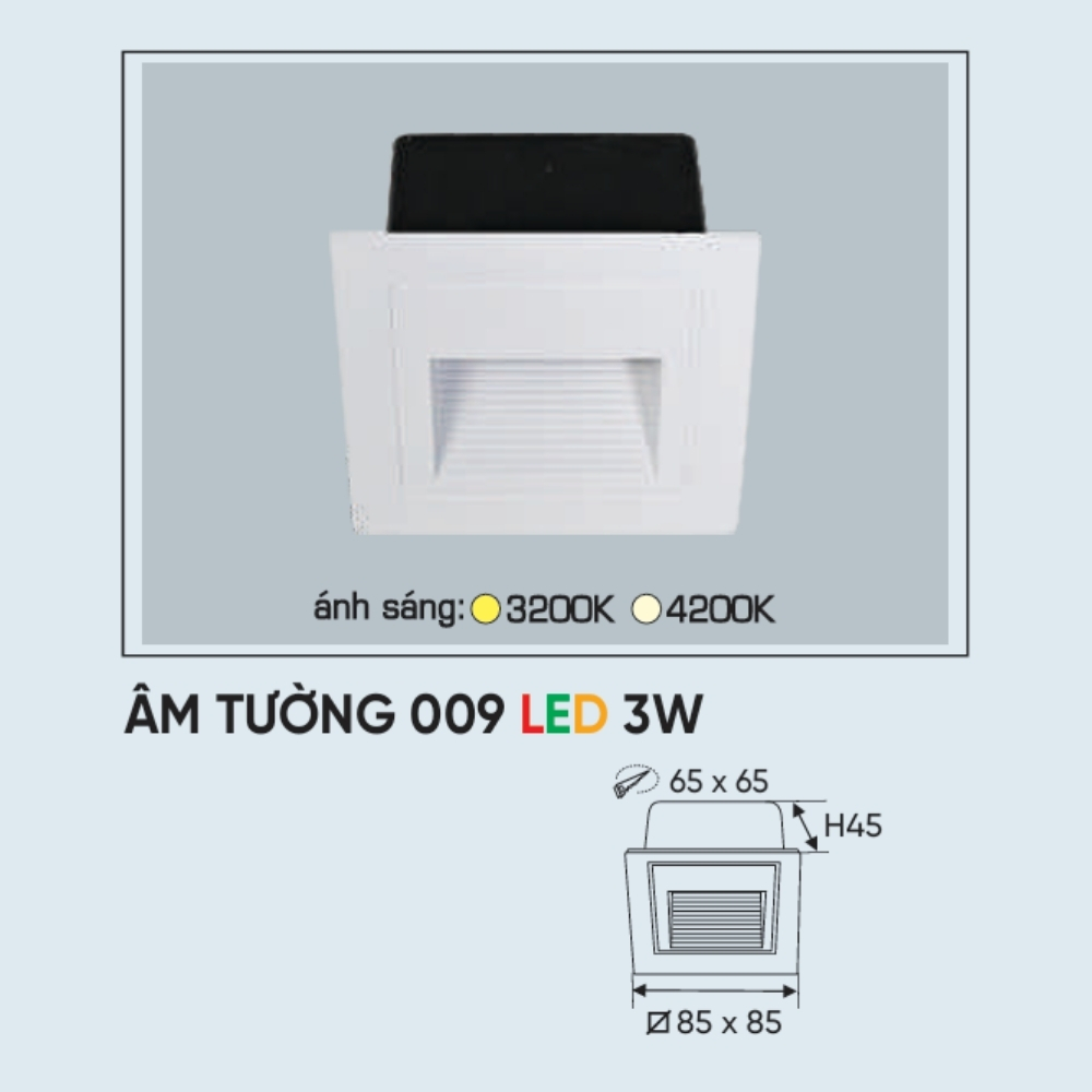 Đèn pha LED âm tường Anfaco ÂM TƯỜNG 009 LED 3W