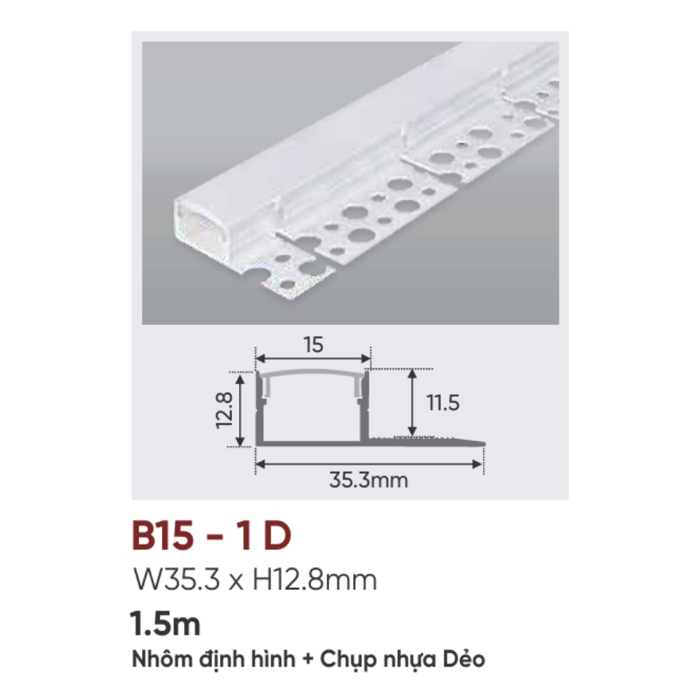 Thanh nhôm LED âm viền Anfaco B15 - 1 D