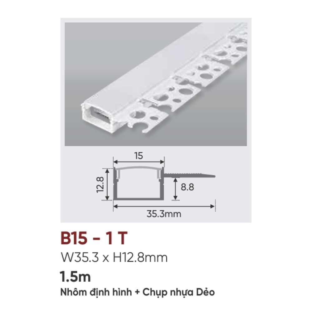 Thanh nhôm LED âm viền Anfaco B15 - 1 T