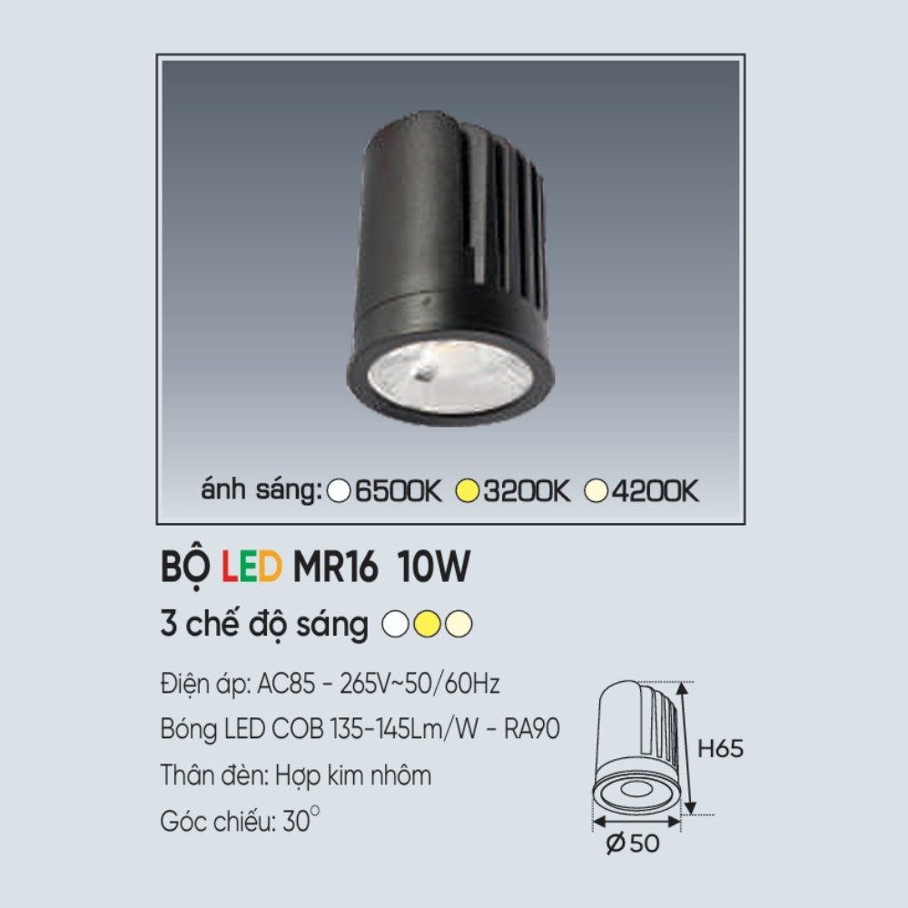 Đèn LED mắt ếch âm trần Anfaco BỘ LED MR16 10W