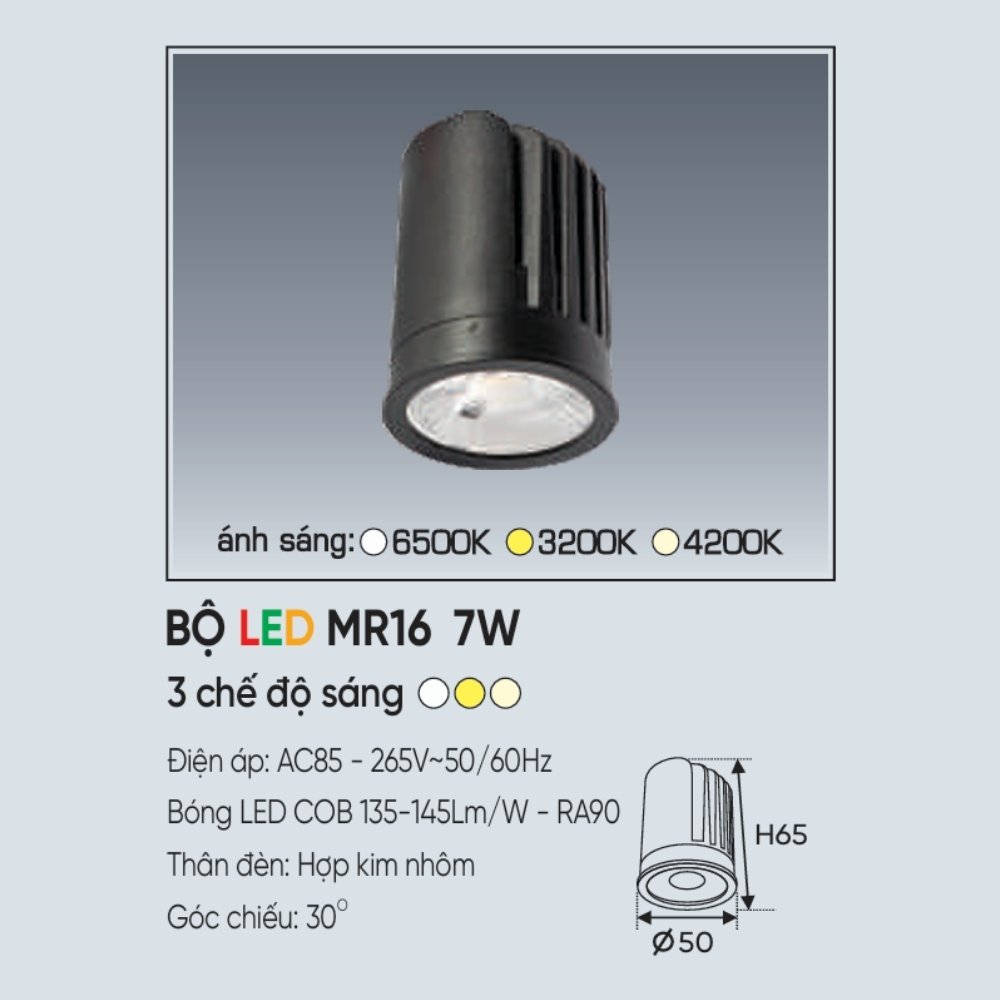 Đèn LED mắt ếch âm trần Anfaco BỘ LED MR16 7W