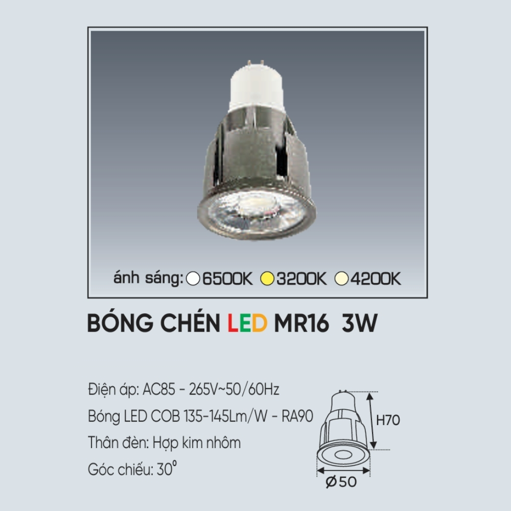 Bóng chén LED Anfaco BÓNG CHÉN LED MR16 3W