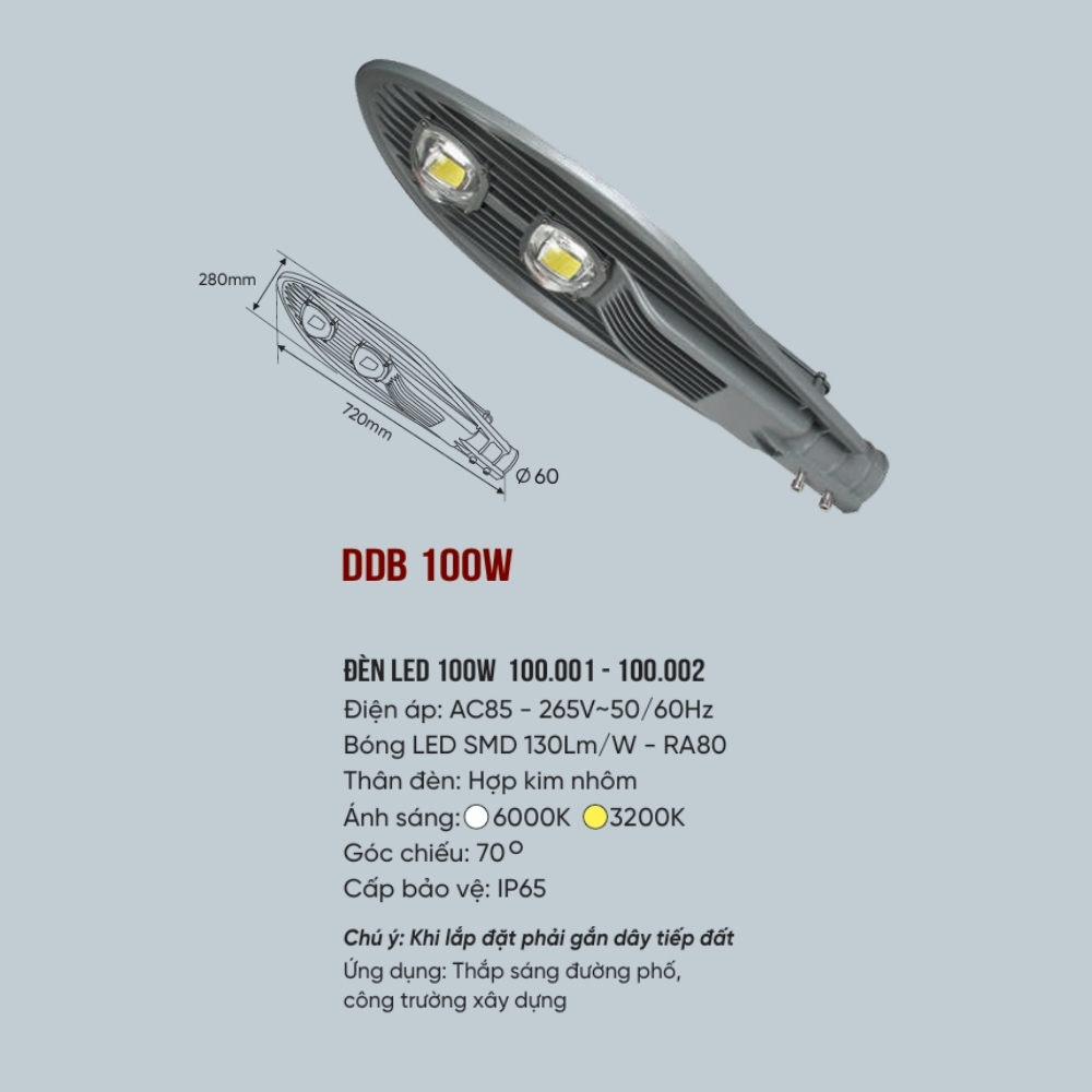 Đèn đường LED solar Anfaco DDB 100W