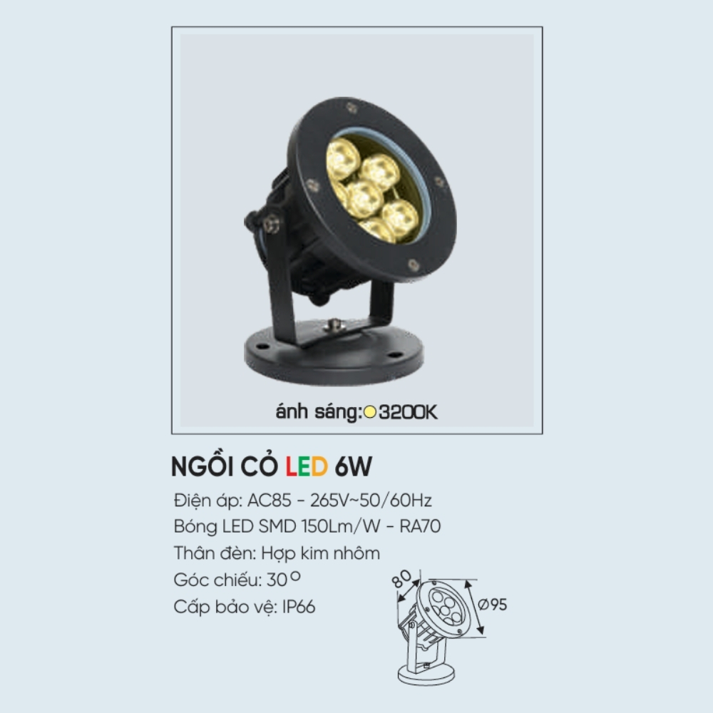 Đèn LED pha rọi ngồi cỏ Anfaco NGỒI CỎ LED 6W