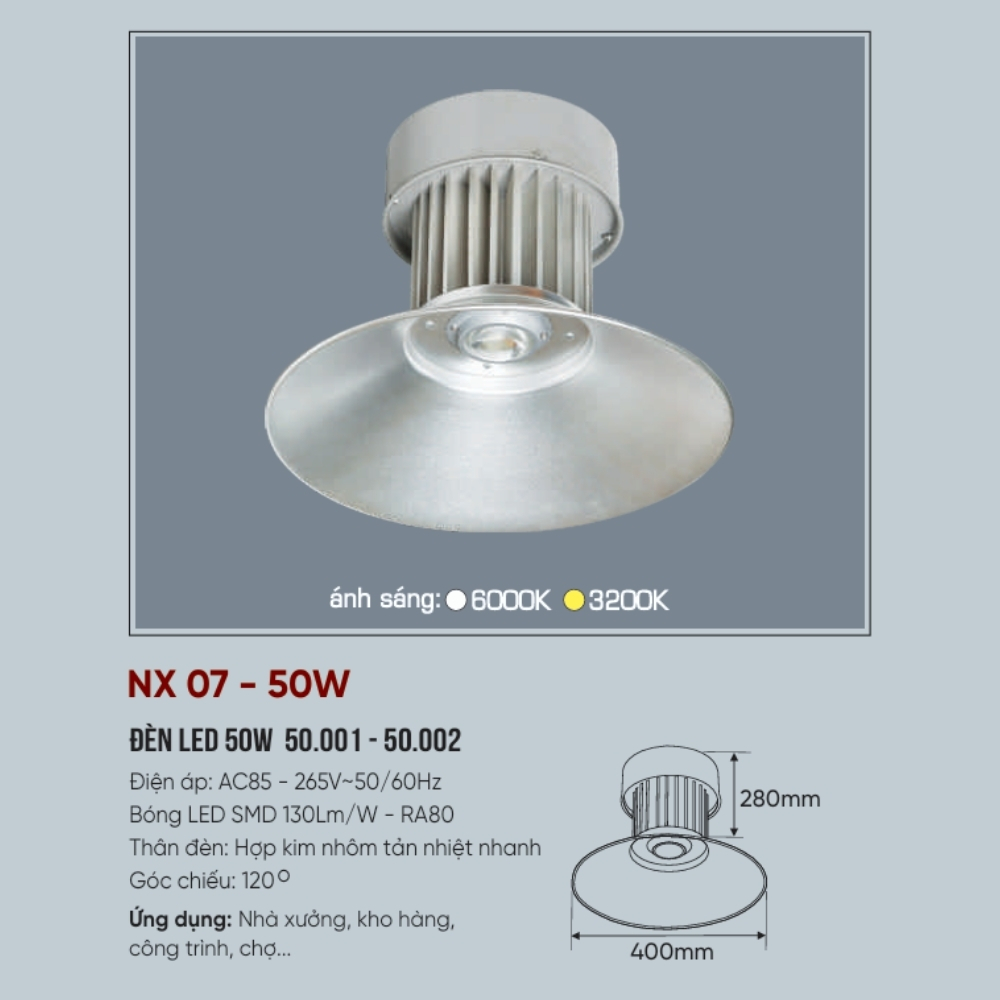Đèn LED nhà xưởng highbay Anfaco NX 07 - 50W