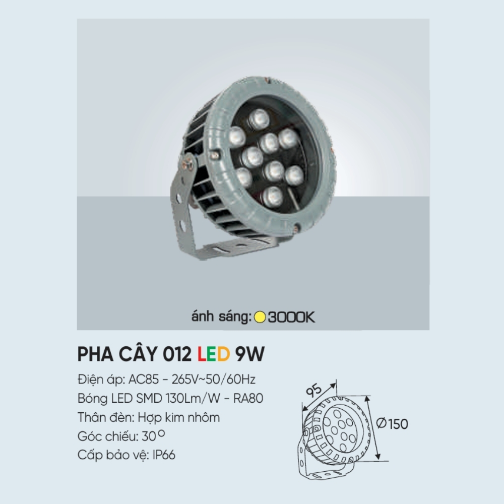 Đèn LED pha rọi cột Anfaco PHA CÂY 012 LED 9W