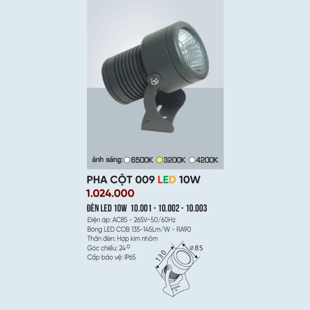Đèn LED pha rọi cột Anfaco PHA CỘT 009 LED 10W