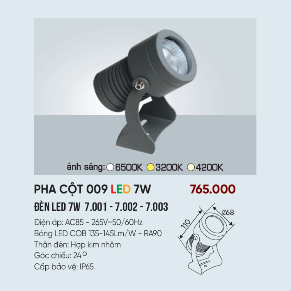 Đèn LED pha rọi cột Anfaco PHA CỘT 009 LED 7W