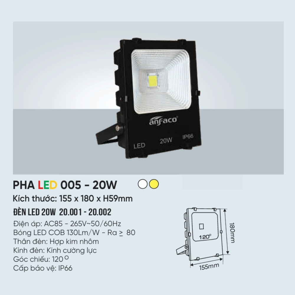 Đèn pha LED Anfaco PHA LED 005 - 20W
